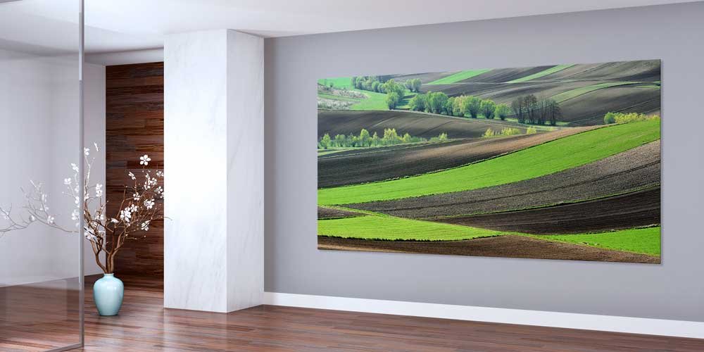 Yeşil Tarım Alanları Şerit Manzara Panoramik Büyük Ebat Duvar Dekoru 14223