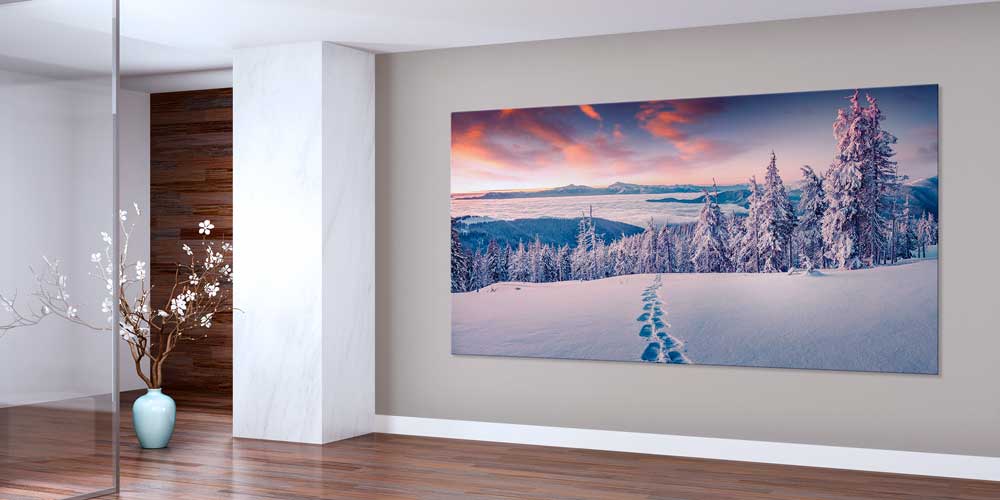Karlı Orman ve Gün Doğumu İzleri Panoramik Büyük Ebat Duvar Dekoru 14209