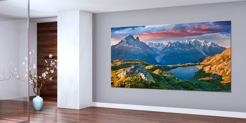 large-size-wall-poster-14221-01 Göl ve Dağ Zirveleri Gün Batımı Panoramik Büyük Ebat Duvar Dekoru 14221