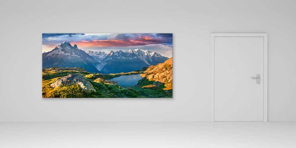 large-size-wall-poster-14221-04 Göl ve Dağ Zirveleri Gün Batımı Panoramik Büyük Ebat Duvar Dekoru 14221