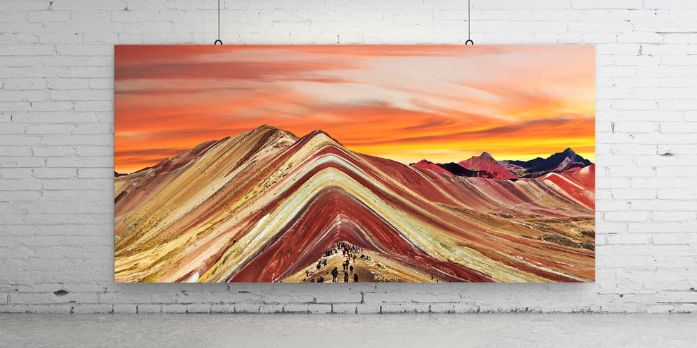 large-wall-art-14119-02 Gökkuşağı Dağları Manzarası Büyük Ebat Duvar Dekoru 14119