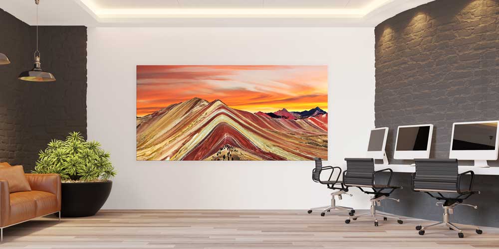 large-wall-art-14119-03 Gökkuşağı Dağları Manzarası Büyük Ebat Duvar Dekoru 14119