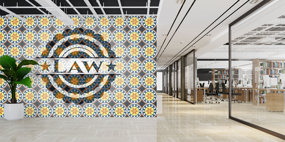 Desenli Hukuk Duvar Kağıdı – LAW Yazılı Modern Ofis Tasarımı 5293