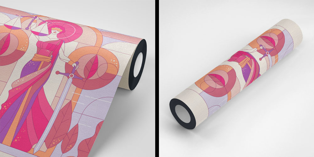 Geometrik Sanat Lady Justice Hukuk Duvar Kağıdı – Modern Çizim Tasarımı 5291