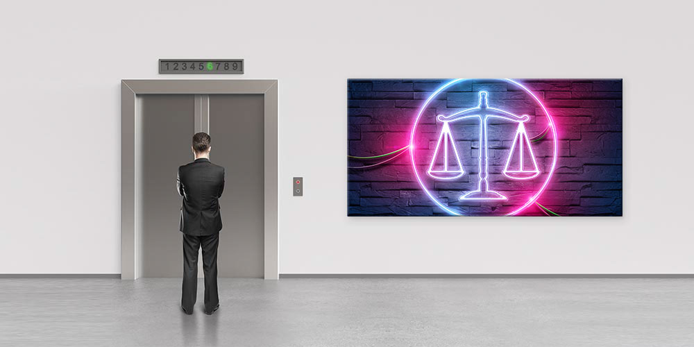 Neon Adalet Terazisi Temalı Büyük Ebat Duvar Dekoru 7873