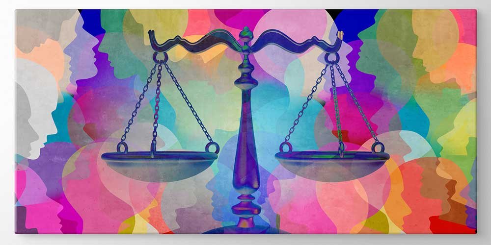 Renkli Adalet Terazisi Temalı Büyük Ebat Duvar Dekoru 7878