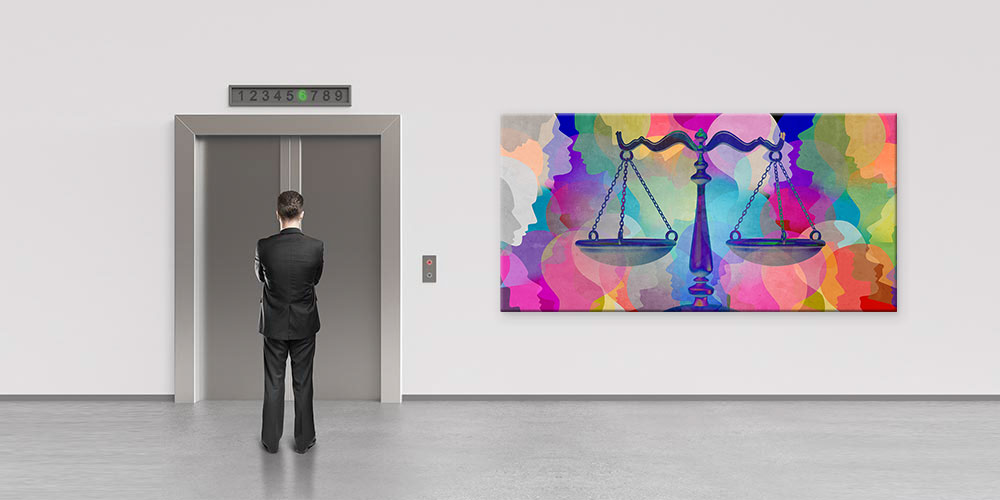 Renkli Adalet Terazisi Temalı Büyük Ebat Duvar Dekoru 7878