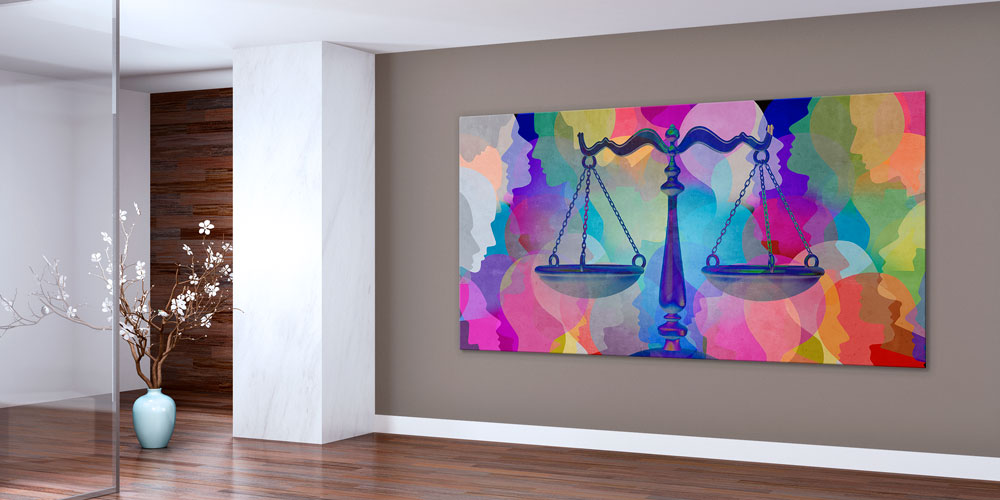 Renkli Adalet Terazisi Temalı Büyük Ebat Duvar Dekoru 7878