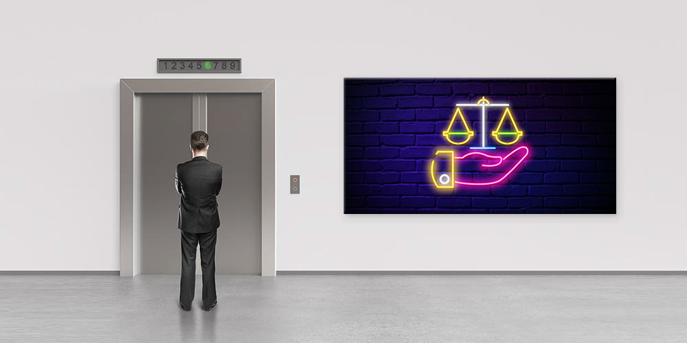 Neon El ve Adalet Terazisi Temalı Büyük Ebat Duvar Dekoru 7880