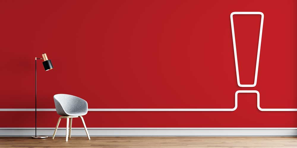 literature-class-wall-1010-00 Soyut Ünlem İşareti Duvar Kağıdı - Modern Kırmızı Duvar Dekoru 1010