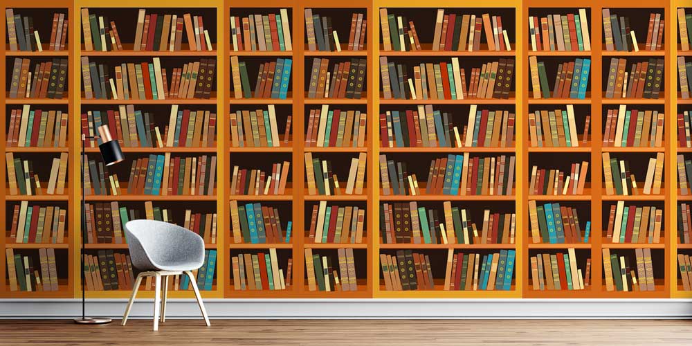 Gerçekçi Kütüphane Duvar Kağıdı - Kitaplık Temalı Duvar Giydirme 1013