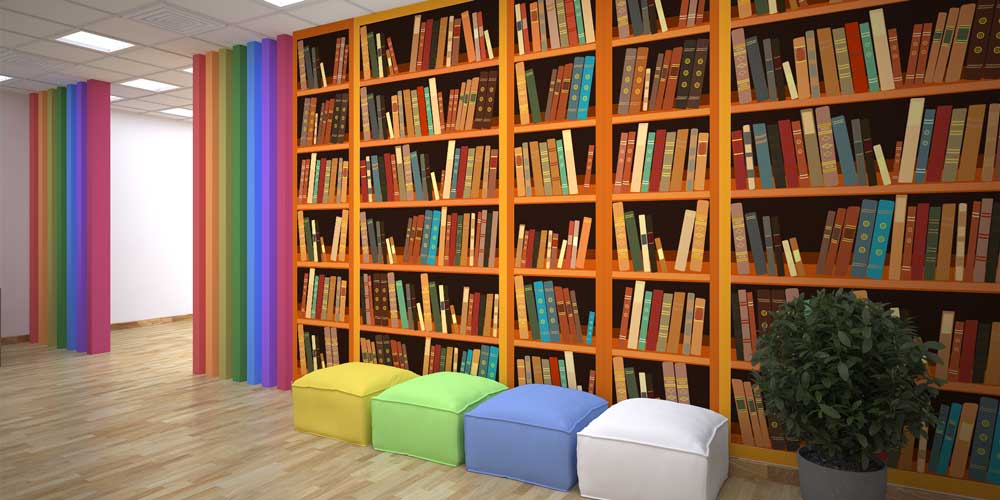 Gerçekçi Kütüphane Duvar Kağıdı - Kitaplık Temalı Duvar Giydirme 1013