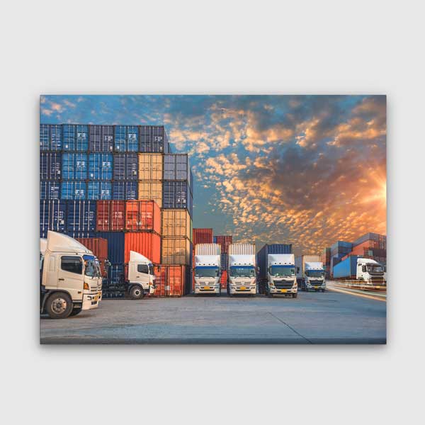 Konteyner ve Tırlarla Lojistik Temalı Kanvas Duvar Tablosu – 5334