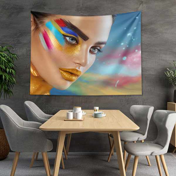 make-up-shop-decoration-5722-03 Renkli Makyaj Sanatı Kadın Portreli Duvar Örtüsü 5722