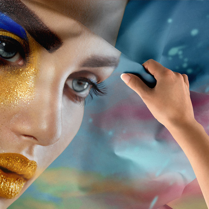 make-up-shop-decoration-5722-04 Renkli Makyaj Sanatı Kadın Portreli Duvar Örtüsü 5722