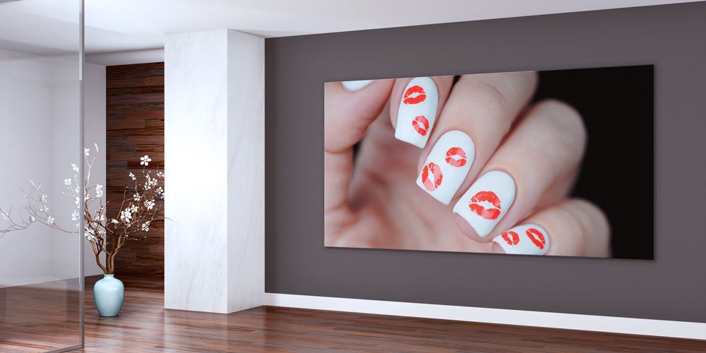 manicure-saloon-wall-art-7928-02 Kırmızı Dudak Desenli Manikür Duvar Dekoru 7928