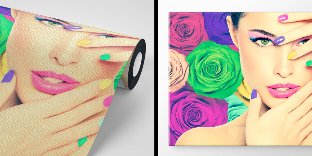 manicure-shop-wall-decor-5708-03 Renkli Gül ve Makyaj Temalı Kadın Portreli Güzellik Salonu Duvar Kağıdı 5708