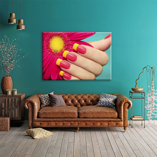 manikur-dekorasyon-5648-01 Pembe ve Sarı Manikür Duvar Tablosu – 5648