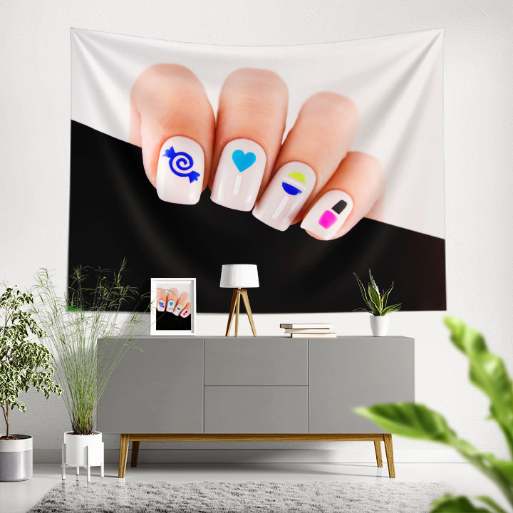 Renkli Manikür Tasarımlı Güzellik Salonu Duvar Örtüsü 5729