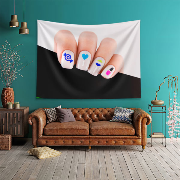 Renkli Manikür Tasarımlı Güzellik Salonu Duvar Örtüsü 5729