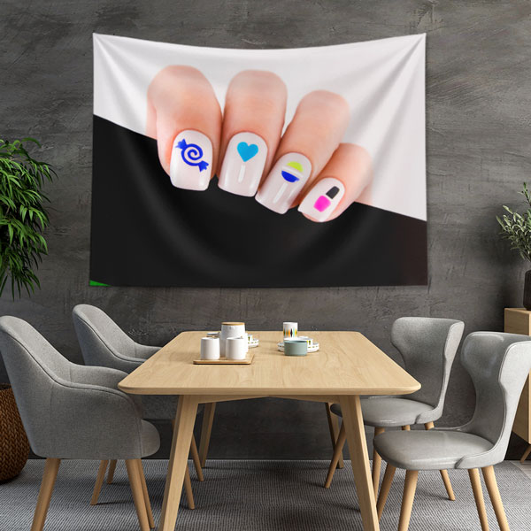 Renkli Manikür Tasarımlı Güzellik Salonu Duvar Örtüsü 5729