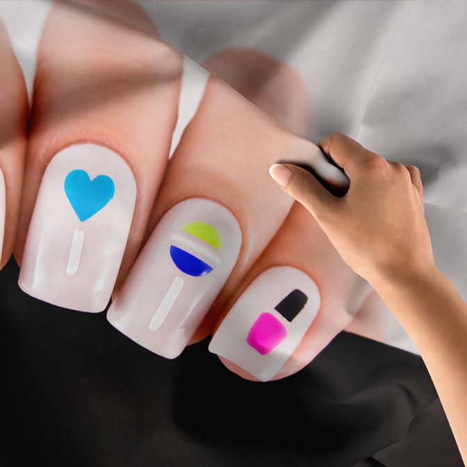 Renkli Manikür Tasarımlı Güzellik Salonu Duvar Örtüsü 5729