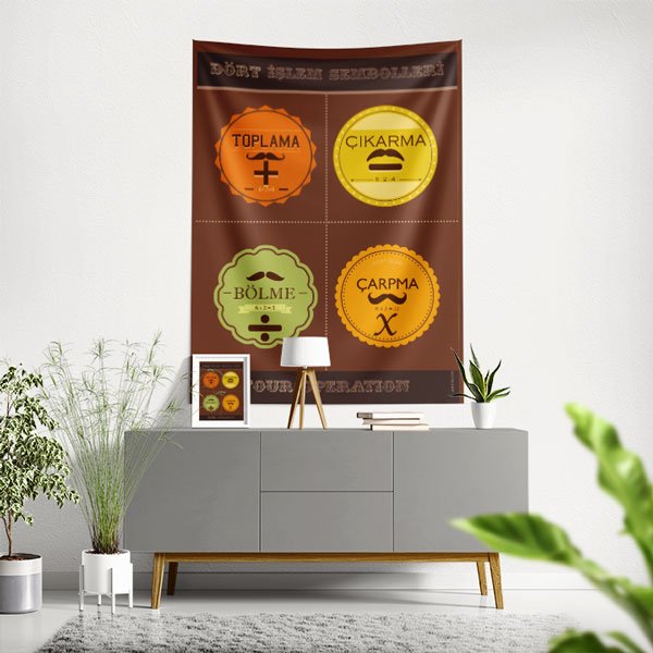 Dört İşlem Sembolleri Duvar Örtüsü 8414