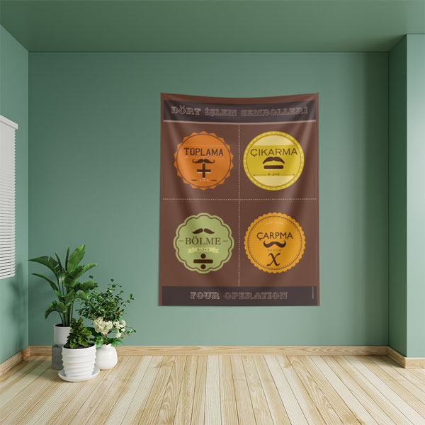 Dört İşlem Sembolleri Duvar Örtüsü 8414