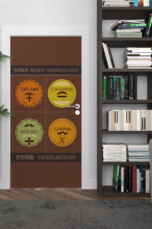 Dört İşlem Sembolleri Matematik Kapı Tasarımı 8569