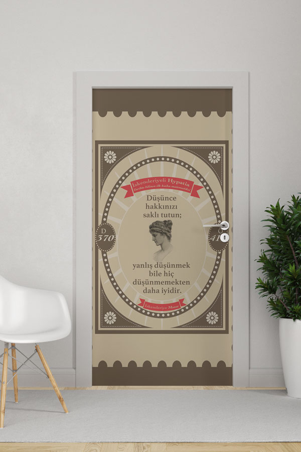 İskenderiyeli Hypatia Temalı Matematik Sınıf Kapısı Giydirme 8567