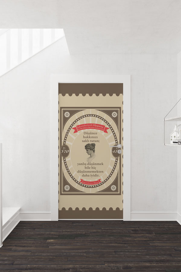 İskenderiyeli Hypatia Temalı Matematik Sınıf Kapısı Giydirme 8567