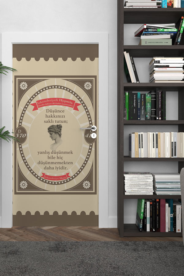 İskenderiyeli Hypatia Temalı Matematik Sınıf Kapısı Giydirme 8567