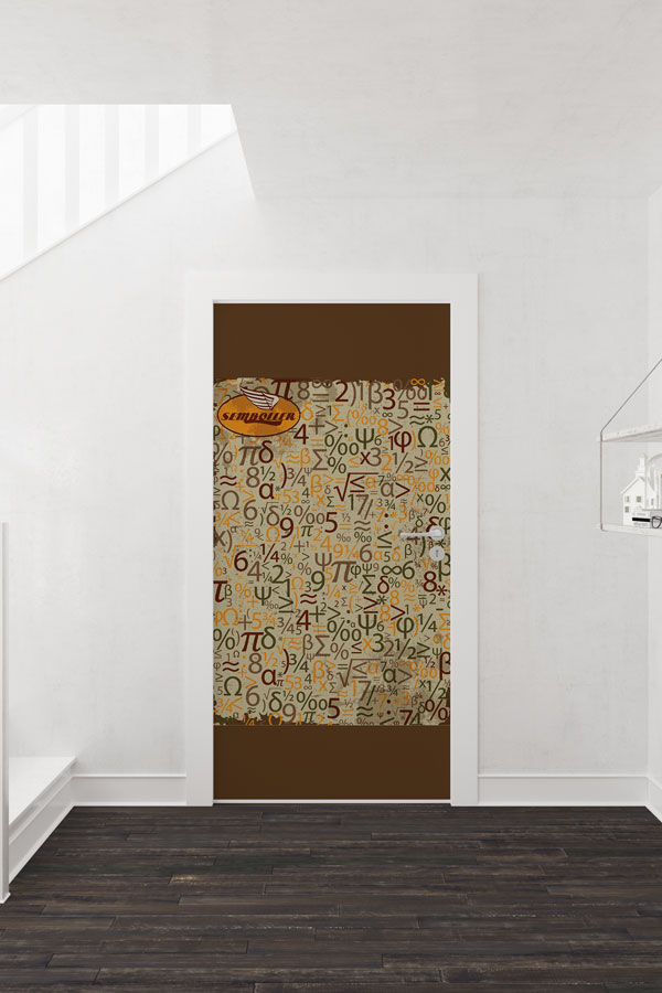 Matematik Sembolleri Desenli Sınıf Kapı Giydirme 8575
