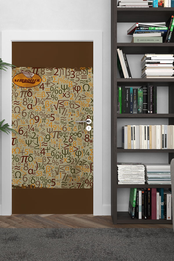 Matematik Sembolleri Desenli Sınıf Kapı Giydirme 8575