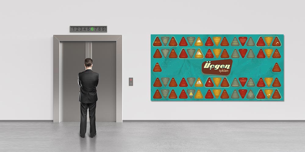 Okul Posteri: Üçgen Işıkları Geometrik Tasarım A-317