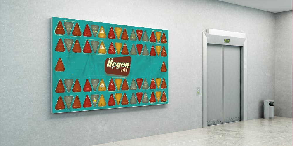 Okul Posteri: Üçgen Işıkları Geometrik Tasarım A-317