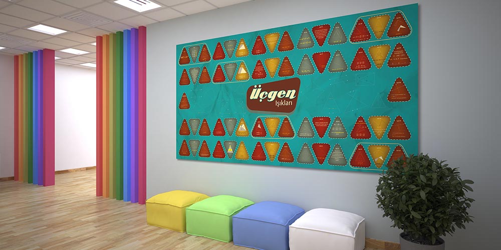 Okul Posteri: Üçgen Işıkları Geometrik Tasarım A-317