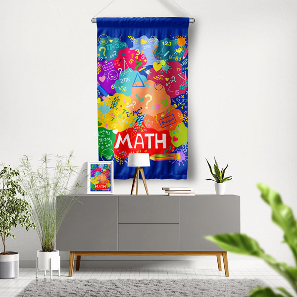 math-class-decoration-10273-00 Renkli Matematik Sembolleri Duvar Flaması 10273
