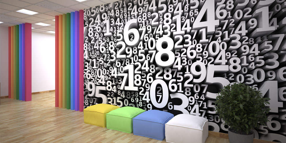 3D Sayılar ve Rakamlar Desenli Duvar Kağıdı 10315