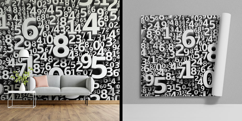 3D Sayılar ve Rakamlar Desenli Duvar Kağıdı 10315