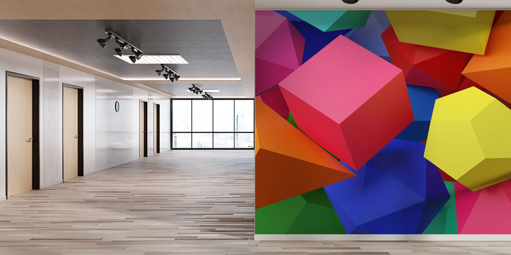 Renkli 3D Geometrik Şekiller Duvar Kağıdı 10316