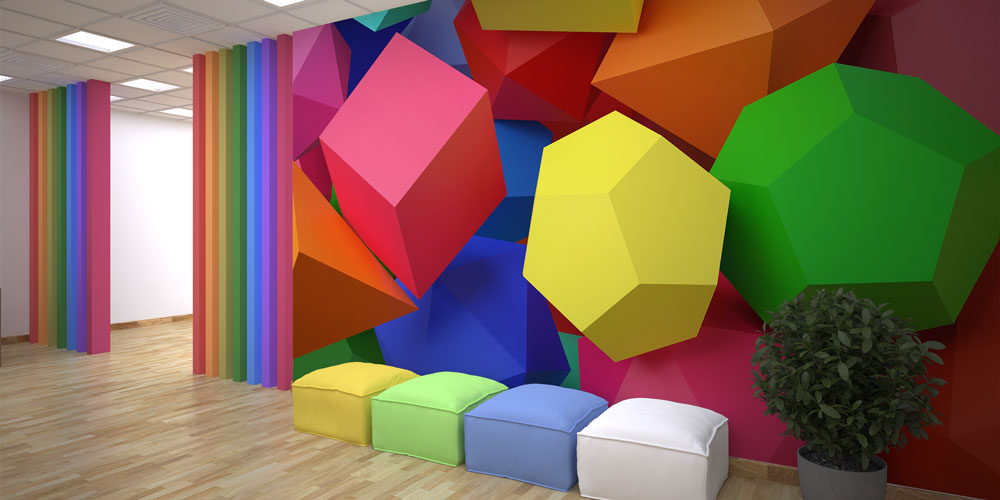 Renkli 3D Geometrik Şekiller Duvar Kağıdı 10316