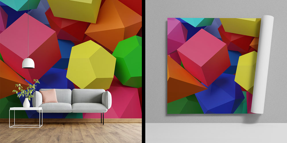 Renkli 3D Geometrik Şekiller Duvar Kağıdı 10316