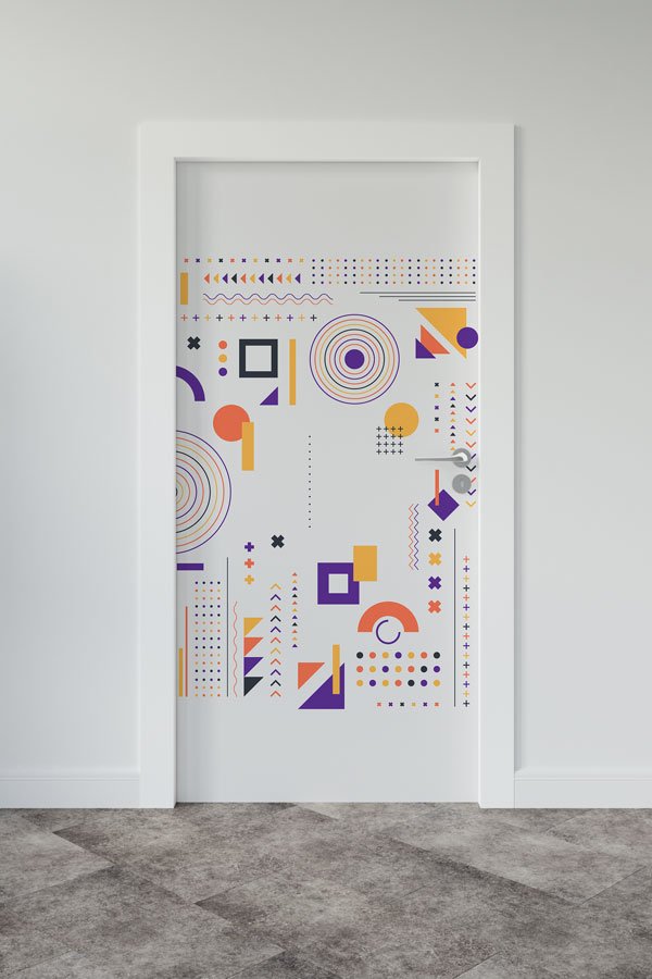Soyut Geometrik Şekillerle Kapı Giydirme 8578