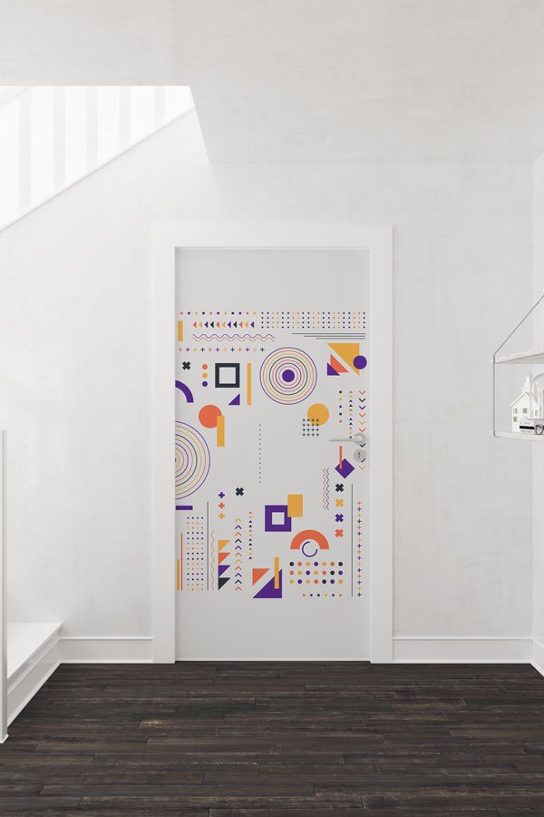 Soyut Geometrik Şekillerle Kapı Giydirme 8578