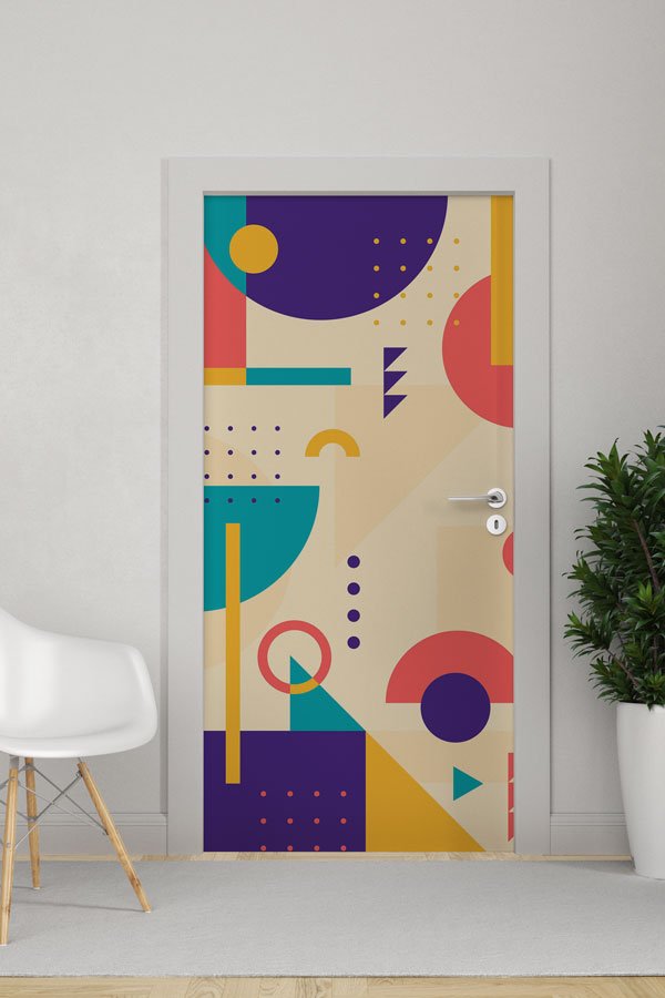 Soyut Geometrik Şekillerle Kapı Giydirme 8580