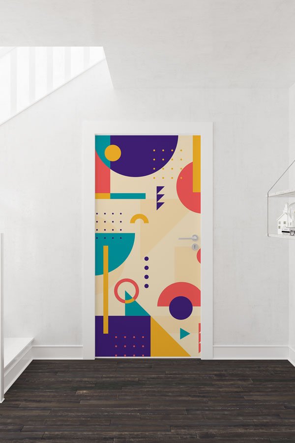 Soyut Geometrik Şekillerle Kapı Giydirme 8580