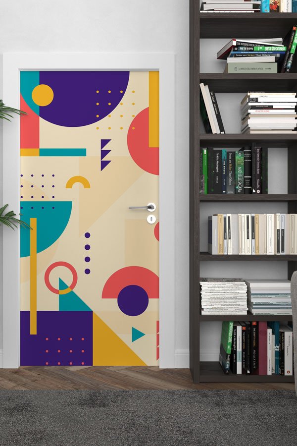 Soyut Geometrik Şekillerle Kapı Giydirme 8580