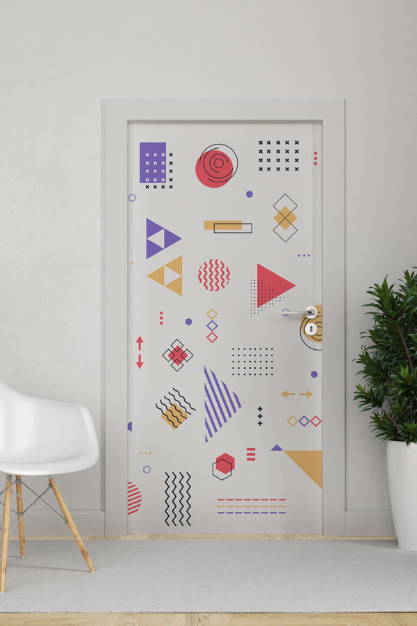 math-class-door-art-8582-0 Soyut Geometrik Desenli Kapı Giydirme 8582