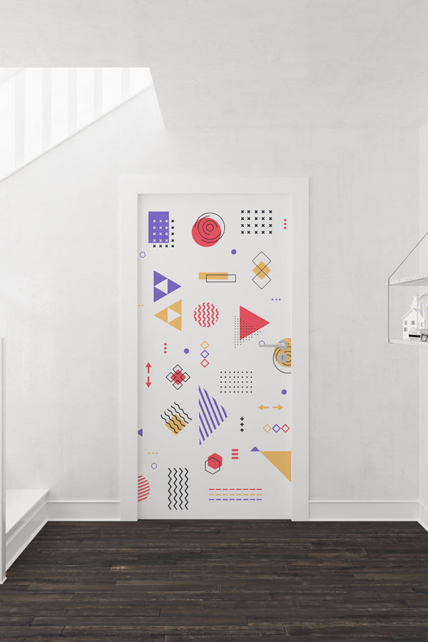 math-class-door-art-8582-01 Soyut Geometrik Desenli Kapı Giydirme 8582